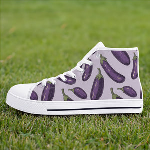 Eggplant Womens Rubber High Top Canvas Shoes